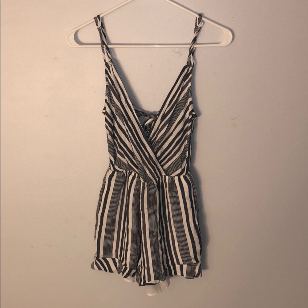 Blue and white romper